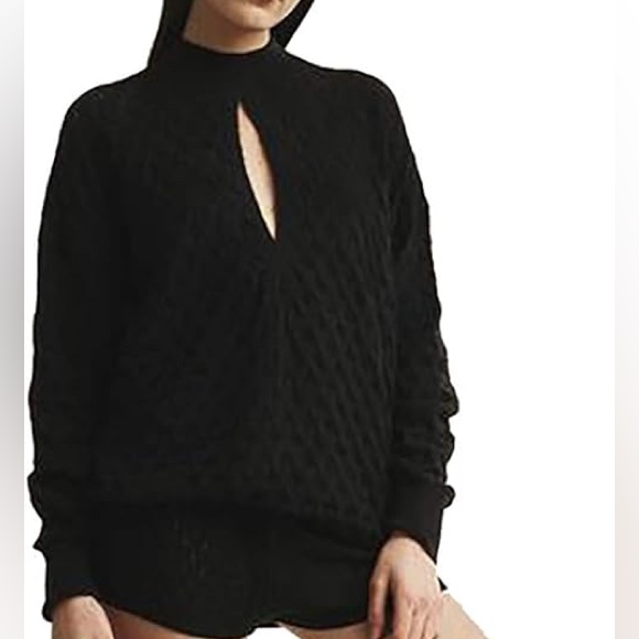 Nwt Skin Baby Alpaca Black Abigail Reversible Keyhole Sweater